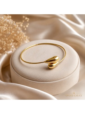 Oghamay Kadın Gold Çelik Damla Uçlu Bileklik Kararmaz Paslanmaz Minimal Şık Kelepçe Bilezik