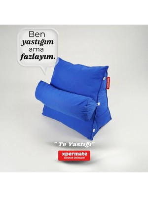Xpermate Sırt Destek Yastığı - Bel, Boyun Destekli Yastık TV Yastığı Okuma Yastığı Ameliyat Sonrası Koyu Mavi