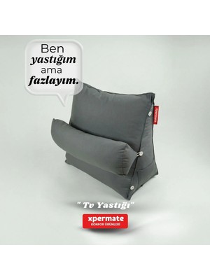 Xpermate Sırt Destek Yastığı - Bel, Boyun Destekli Yastık TV Yastığı Okuma Yastığı Ameliyat Sonrası Gri