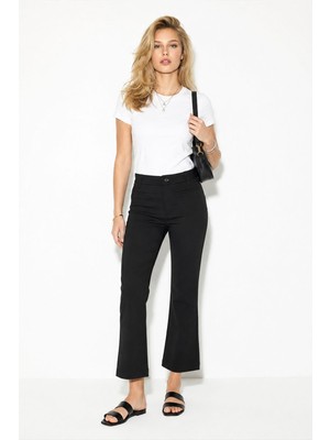 Vena Crop Paça Pantolon-Siyah