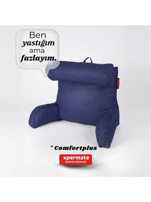 Xpermate TV Yastığı Kollu Okuma Yastığı Sırt Destek Yastığı Yatakta Oturma Kitap Okuma Yastığı Lacivert