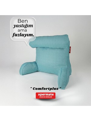 Xpermate TV Yastığı Kollu Okuma Yastığı Sırt Destek Yastığı Yatakta Oturma Kitap Okuma Yastığı Mavi