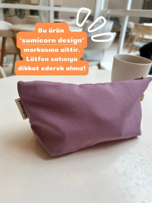 Mikasso Soft Lila Yıkanabilir Fermuarlı Tek Gözlü Bez Kalemlik Kalem Kutusu Cüzdan Makyaj Çantası Tekstil Mo