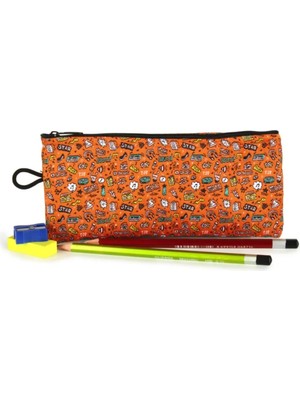 Mikasso %100 Dokuma Kumaş Kalemlik - Kalem Kutusu (9cm x 18,5cm) Tekstil Turuncu