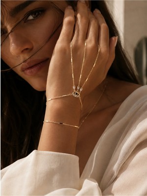 Hector&Co. Jewellery Altın Kaplama Göz Figürlü Şahmeran – Zarif El Zinciri & Bileklik Tasarımı ✨