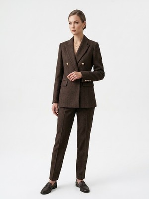 Ekol Kadın Balıksırtı Kruvaze Blazer Ceket 4221