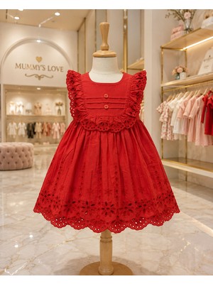 Mummys Love Kız Çocuk Jile Elbise ve Şapka - %100 Doğal Pamuk - Nar Çiçeği