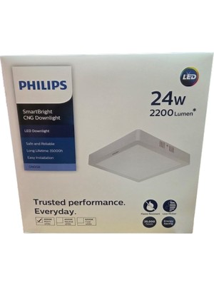 Philips Smartbright Sıvaüstü Kare Tavan LED Lamba 24W 3000K Sarı Işık 2200 Lümen 29,5 cm Plastik Gövde
