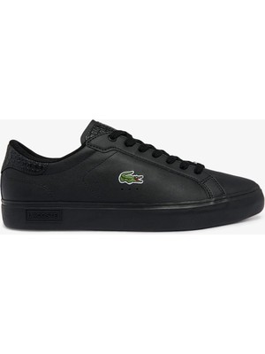Lacoste Sport Pover Court 1121-1 Sma Leather Mens Sneaker Hakiki Deri Erkek Günlük Spor Ayakkabı Siyah