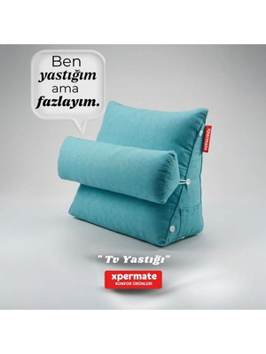 Xpermate Sırt Destek Yastığı - Bel, Boyun Destekli Yastık TV Yastığı Okuma Yastığı Ameliyat Sonrası Mavi