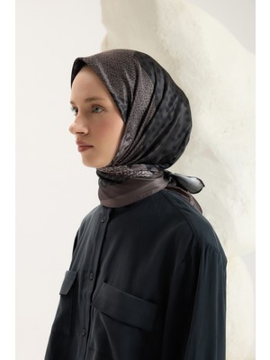 QEF Desenli Twill Eşarp Mix Duman