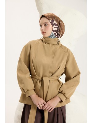 QEF Desenli Twill Eşarp Animal Amber
