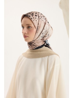 QEF Desenli Twill Eşarp Prime Bej