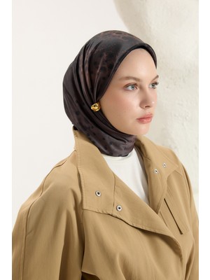 QEF Desenli Twill Eşarp Prime Kahve