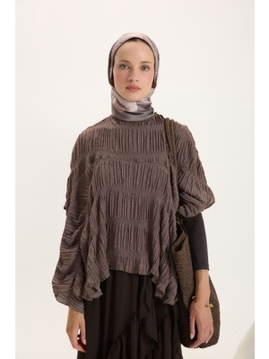 QEF Desenli Twill Eşarp Brush Vizon