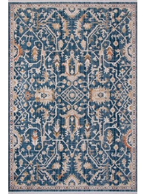 Enva Home Polipropilen Polyester Pamuk Tabanlı Dokuma Halı Otantik Modern Salon Mutfak Halısı Blue Rengi