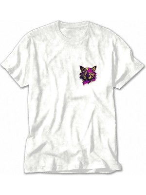 Wakha Erkek Aslan Burcu Cyber-Grunge Tasarım - Beyaz Tişört