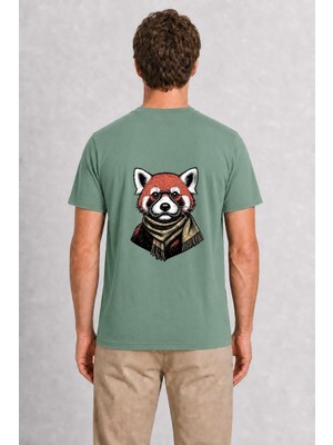 Wakha Erkek Macera Seven Kızıl Panda Baskı Tasarımı Sırt Baskılı - Yeşil