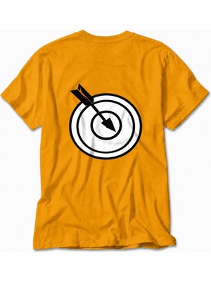 Wakha Erkek Yay Minimalist Ok Tasarımı - Sırt Baskılı - Sarı Tişört
