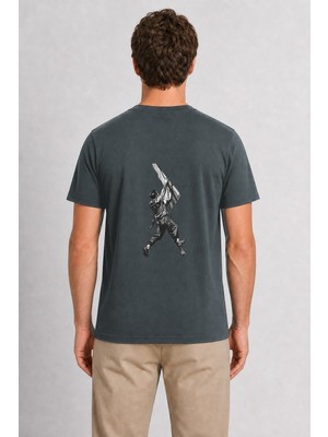 Wakha Erkek Kaya Tırmanışı Minimalist Grafik Tasarım - Sırt Baskılı - Füme