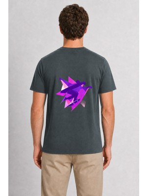 Wakha Erkek Geometrik Kaykay Hareketi - Sırt Baskılı - Füme