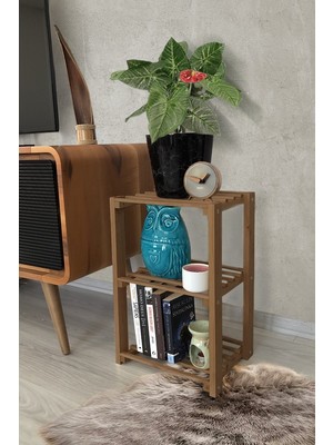 Ahşap Çok Amaçlı Raf/Kitaplık/Ayakkabılık CEVİZ Rengi Küçük
