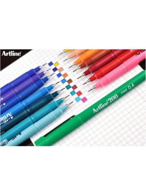Artline 200 Fineliner 0.4 Mm Ince Uçlu Yazı Ve Çizim Kalemi 15 Re