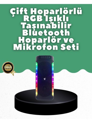 Yüksek Ses Güçlü Kablosuz Hoparlör  Karaoke Mikrofonlu - Lisinya