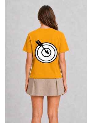 Wakha Kadın Yay Minimalist Ok Tasarımı - Sırt Baskılı - Sarı
