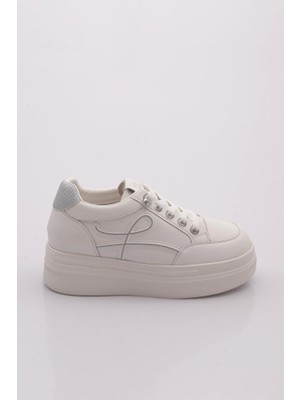 Guja 26K300 Kadın Lastik Bağcıklı Sneaker Ayakkabı Beyaz