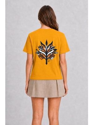 Wakha Kadın Başak Burcu Minimalist Tasarım - Sırt Baskılı - Sarı