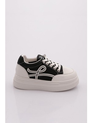 Guja 26K300 Kadın Lastik Bağcıklı Sneaker Ayakkabı Siyah