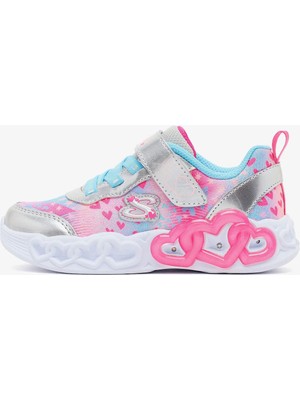 Skechers Infinite Heart Lights - Heart Jewels Küçük Kız Çocuk Gri Işıklı Spor Ayakkabı 303261N Smlt