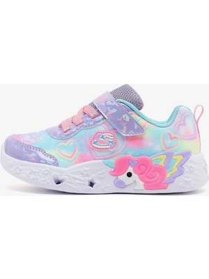 Skechers Unicorn Charmer - Lil Heart Sparkles Küçük Kız Çocuk Mor Işıklı Spor Ayakkabı 303064N Lvmt