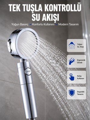 Masaj ve Yağmur Modlu Su Tasarruflu Duş Başlığı - Lisinya