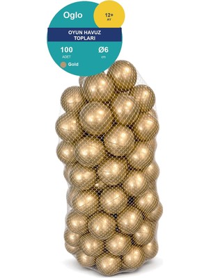 Oglo Gold Havuz Topu 100 Adet — Yumuşak Oyun Havuzu Topları, Filede 1+ Yaş