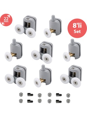 Eym Duşakabin Tekerleği 8 Li Set 22 mm Çapında Kolay Temizlik Özellikli Modern Tasarım
