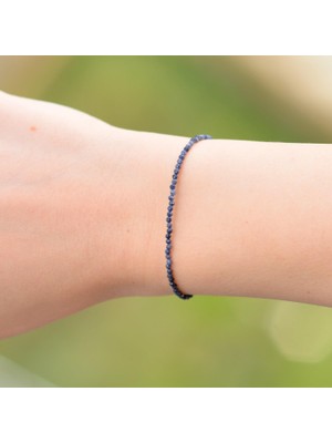 Taş Sandığı Çok İnce Safir Taşı Gümüş Bileklik - 2,5 mm