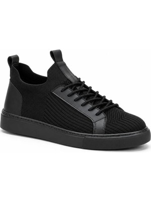 Beskar Tam Siyah Triko Erkek Sneaker - Yumuşak Iç Tabanlı Nefes Alan Rahat Günlük Spor Ayakkabı Kb 112