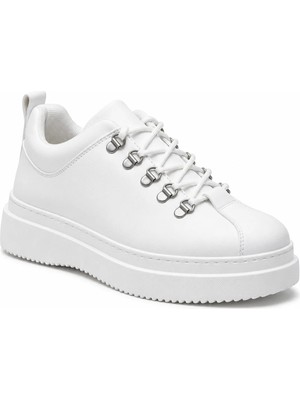 Beskar Beyaz Cilt Erkek Sneaker - Kolay Temizlenen Konfor Tabanlı Günlük Rahat Yürüyüş Spor Ayakkabısı Kb X4