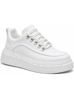 Beskar Beyaz Cilt Erkek Spor Ayakkabı - Kolay Temizlenen Boy Uzatan Yüksek Tabanlı Günlük Sneaker Kb X10