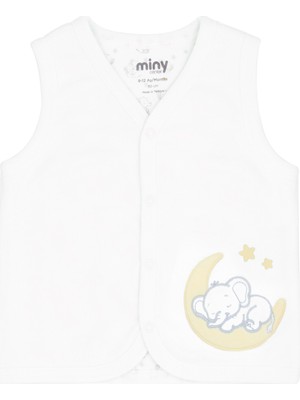 Minycenter Fil Nakışlı Interlok Yelek 0-3 Ay-24-36 Ay Ekru