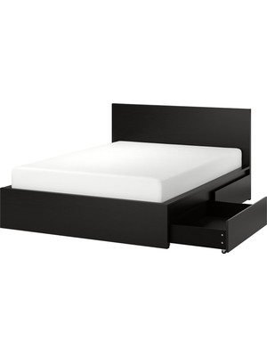 IKEA Çift Kişilik Çekmeceli Karyola Iskeleti 140X200 cm Huş - Modern Iskandinav Tarzı Ahşap Yatak Odası Karyolası (Yatak/şilte Hariç)