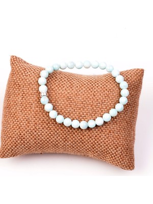 Taş Sandığı Larimar Taşı Bileklik ( 6 mm ) - Gümüş Aparat