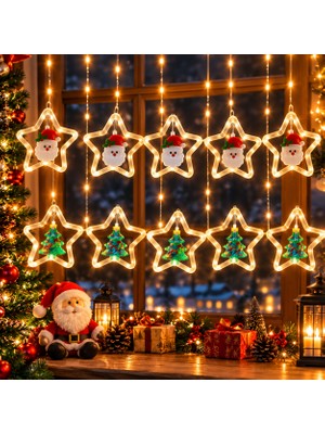 Kuzey Oyuncak Yüksek Kalite 3.20 Metre Gün Işığı Noel Salkım LED Işık 10 Dal Yıldızlı Noel Baba Çam Ağacı Figürlü
