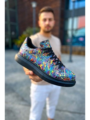 Zerenyus Pittura Yüksek Kalite Alexandre Taban Özel Baskılı Erkek Sneaker Splush Siyah