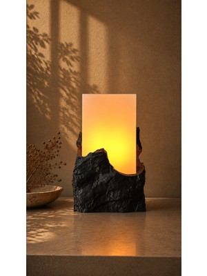 Glax Dekoratif Masa Lambası Monolith | Koyu Gri Modern Abajur | E27 LED Ampul Dahil | Şık Ev Aydınlatması | Gece Lambası | Hediyelik