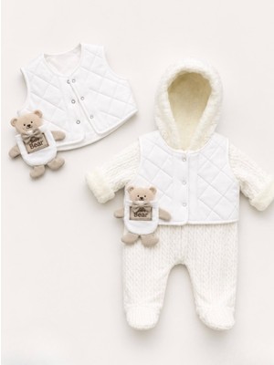 Kardeşler Bebe Erkek Bebek Kapüşonlu Wellsoft Tulum ve Kapitone Yelek Takım