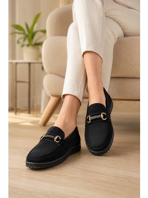 Homiro Kadın Günlük Loafer Ayakkabı Siyah