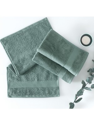 Yataş Essentials Penye Pamuk Misafir Havlusu 3'lü Set - Koyu Yeşil 30X50 cm